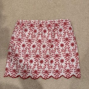 Flowered red and white jcrew skirt xsmall